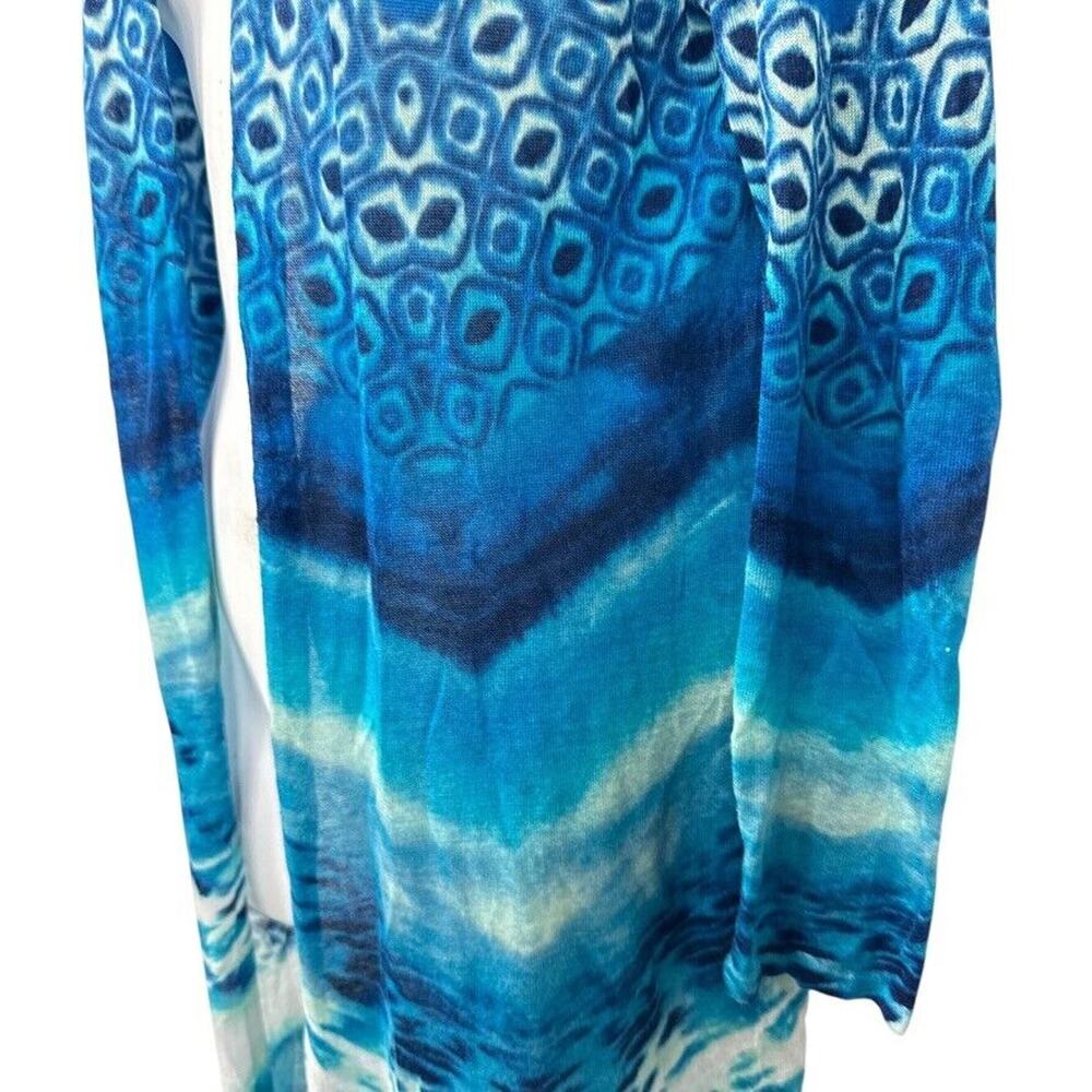 Chicos Womens Blue Longline Lightweight Open Cardigan Sweater Rayon Blend 0 / S - Picture 9 of 11